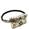 Buckle Accent Metallic Snake Print Fanny Pack with Belt