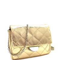 Quilted Metallic Chain Cross Body Shoulder Bag