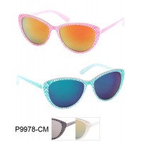 Zig Zag Cat Eye Color Mirror Wholesale Bulk Sunglasses